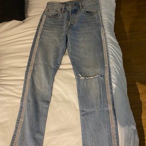 Levi’s 501 Crop Straight Rhinestone Jeans